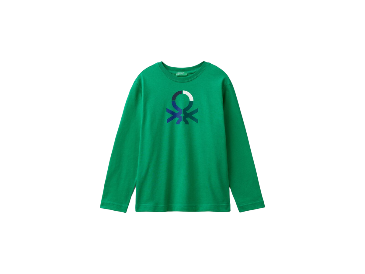 Benetton Crew Neck Printed Long Sleeve T-Shirt
