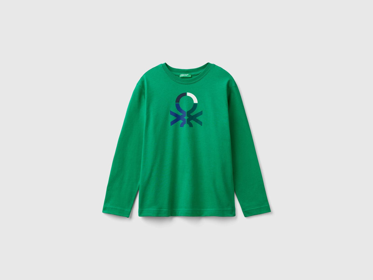 Benetton Crew Neck Printed Long Sleeve T-Shirt