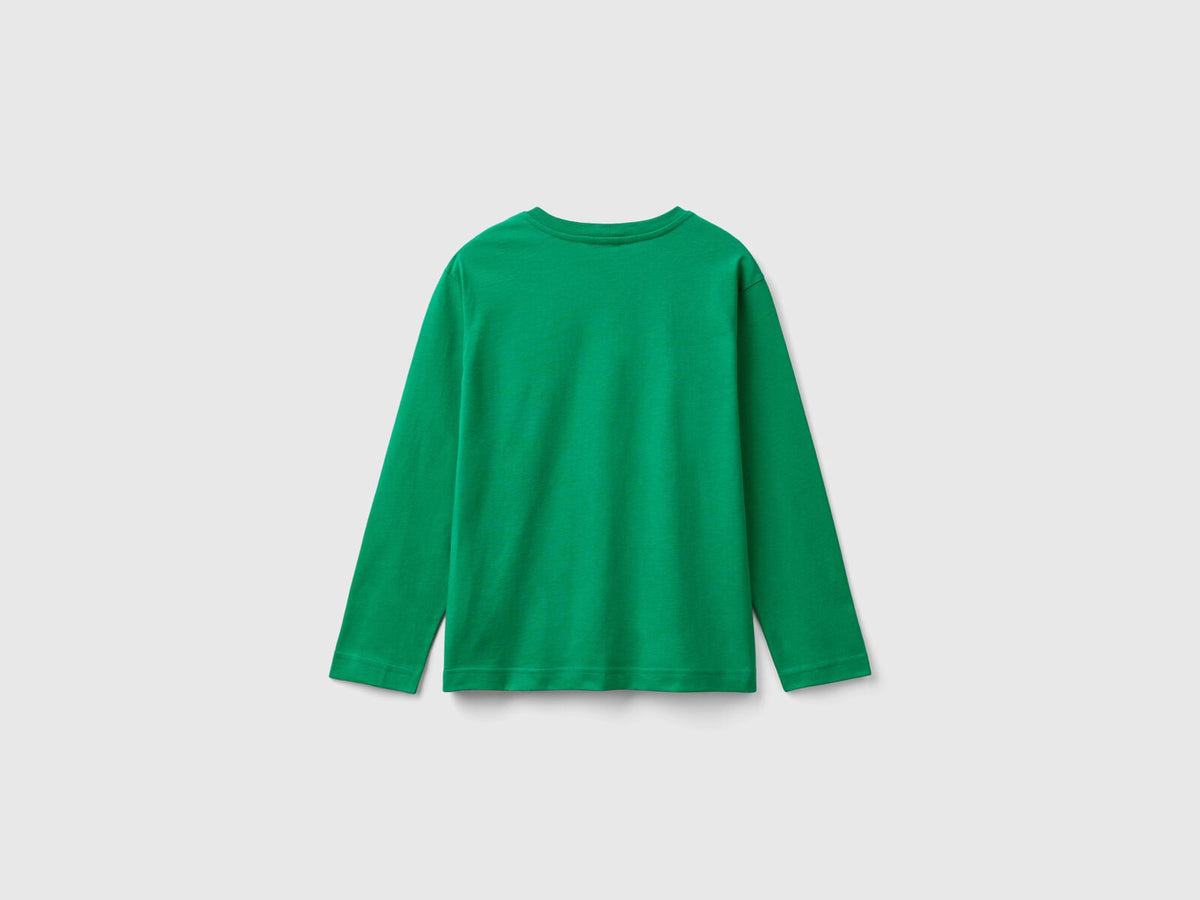 Benetton Crew Neck Printed Long Sleeve T-Shirt