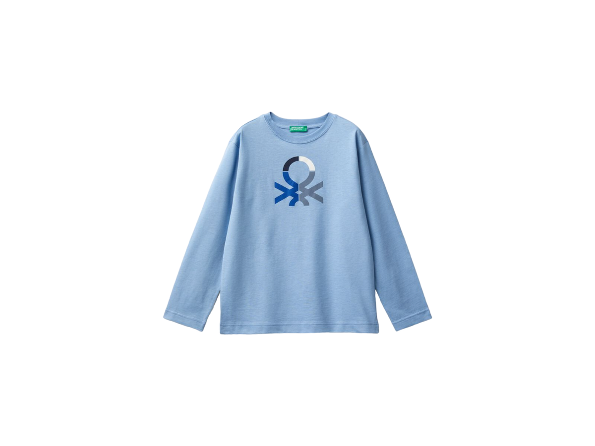 Benetton Crew Neck Printed Long Sleeve T-Shirt