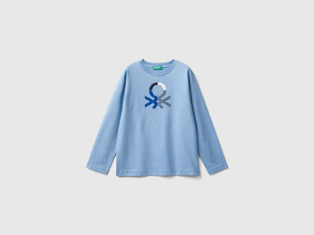 Benetton Crew Neck Printed Long Sleeve T-Shirt