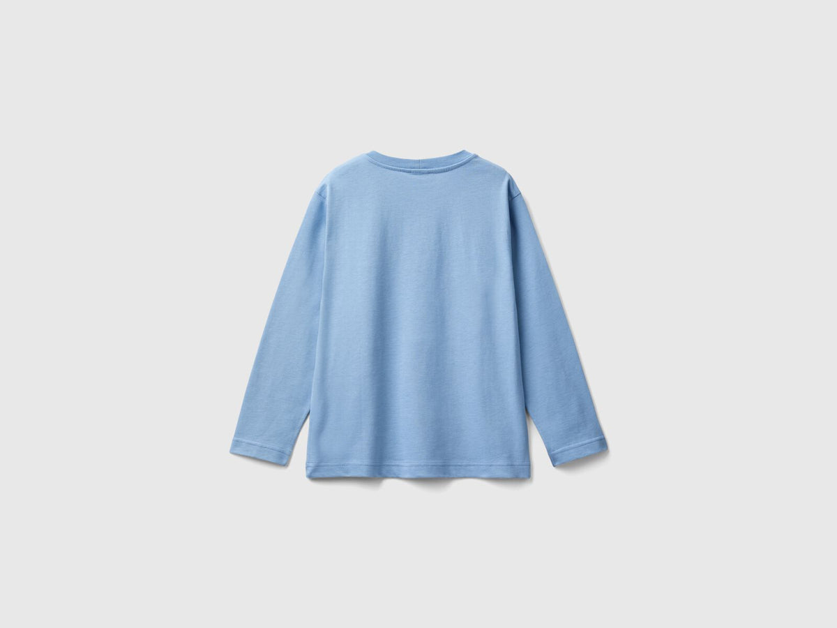 Benetton Crew Neck Printed Long Sleeve T-Shirt