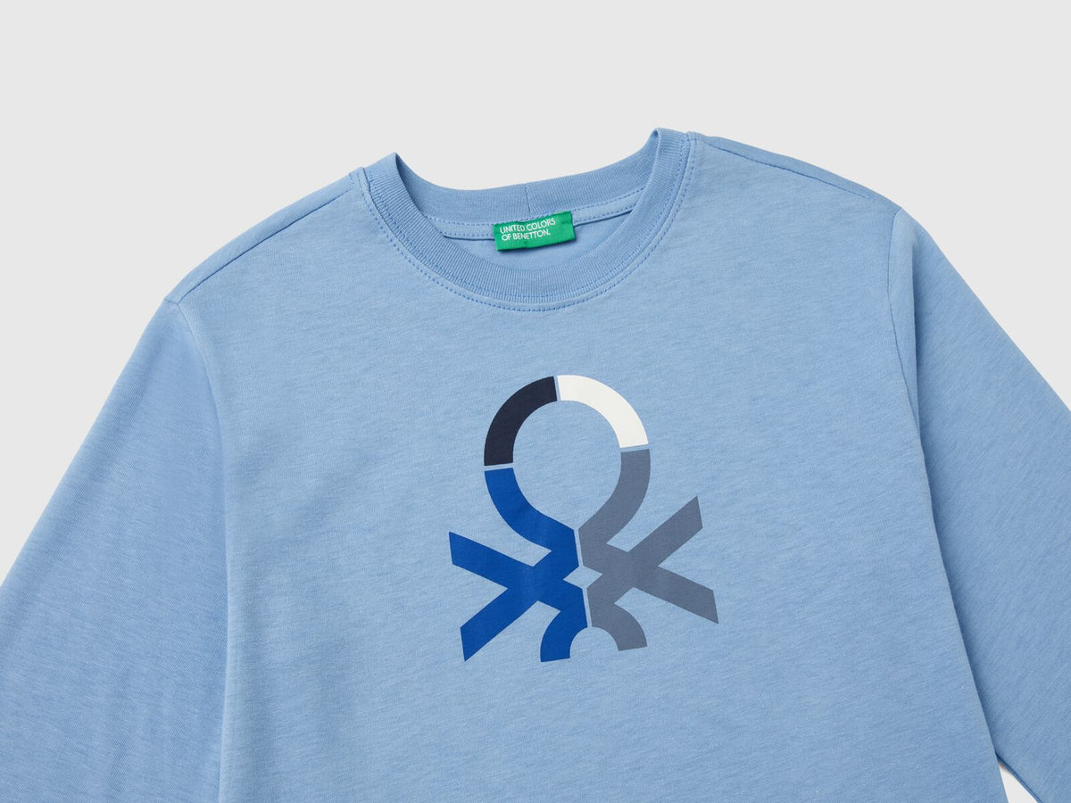 Benetton Crew Neck Printed Long Sleeve T-Shirt