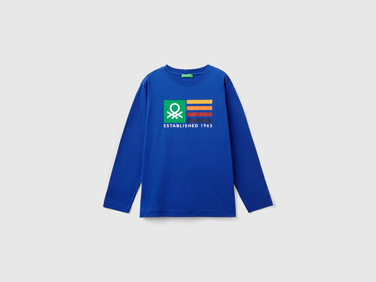 Benetton Crew Neck Printed Long Sleeve T-Shirt