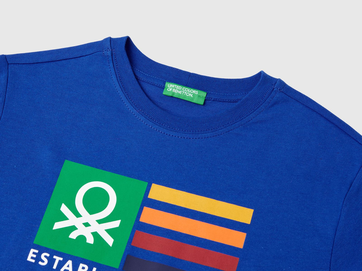 Benetton Crew Neck Printed Long Sleeve T-Shirt