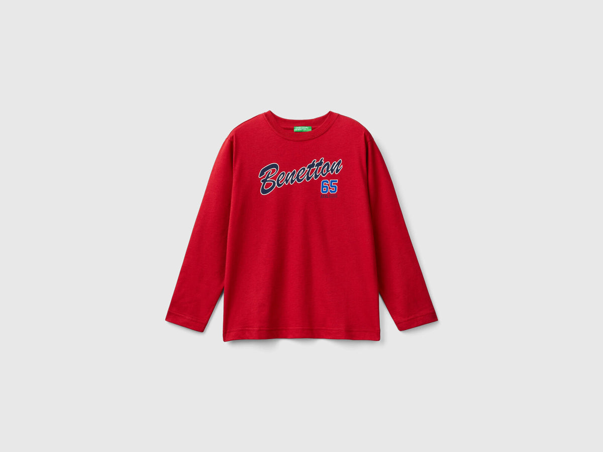 Benetton Crew Neck Printed Long Sleeve T-Shirt