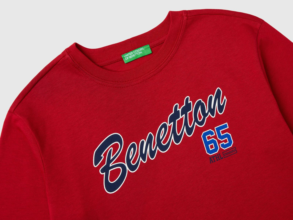 Benetton Crew Neck Printed Long Sleeve T-Shirt