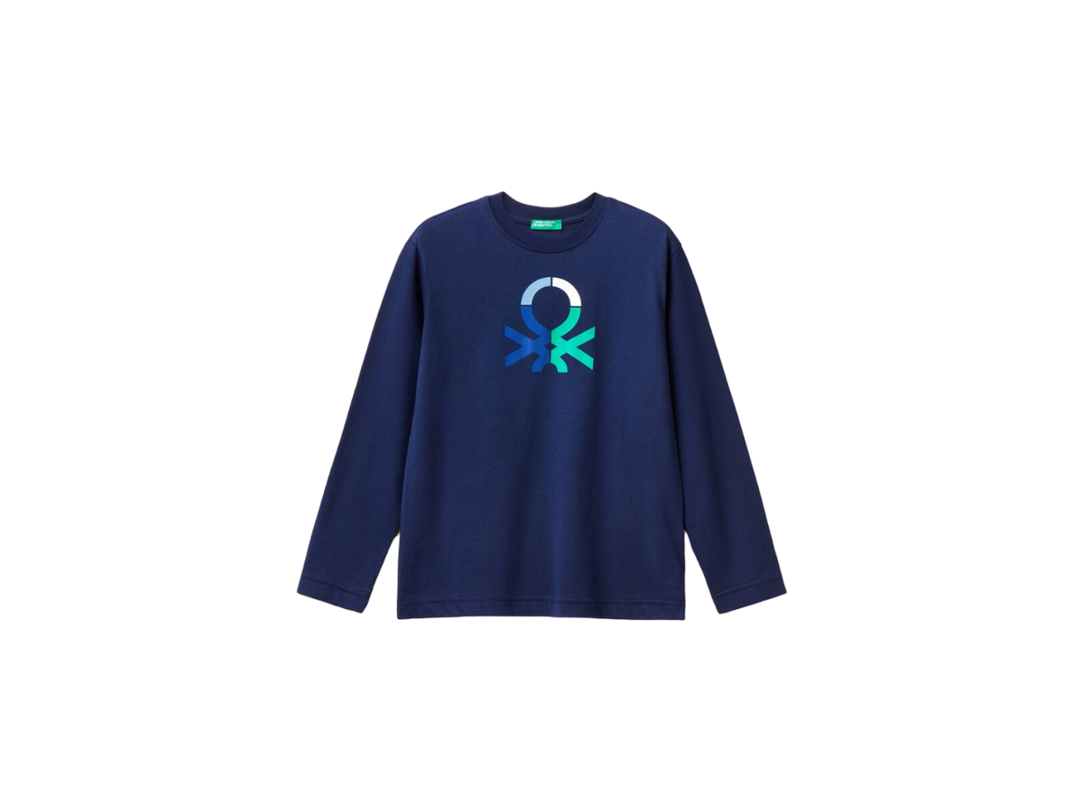Benetton Crew Neck Printed Long Sleeve T-Shirt