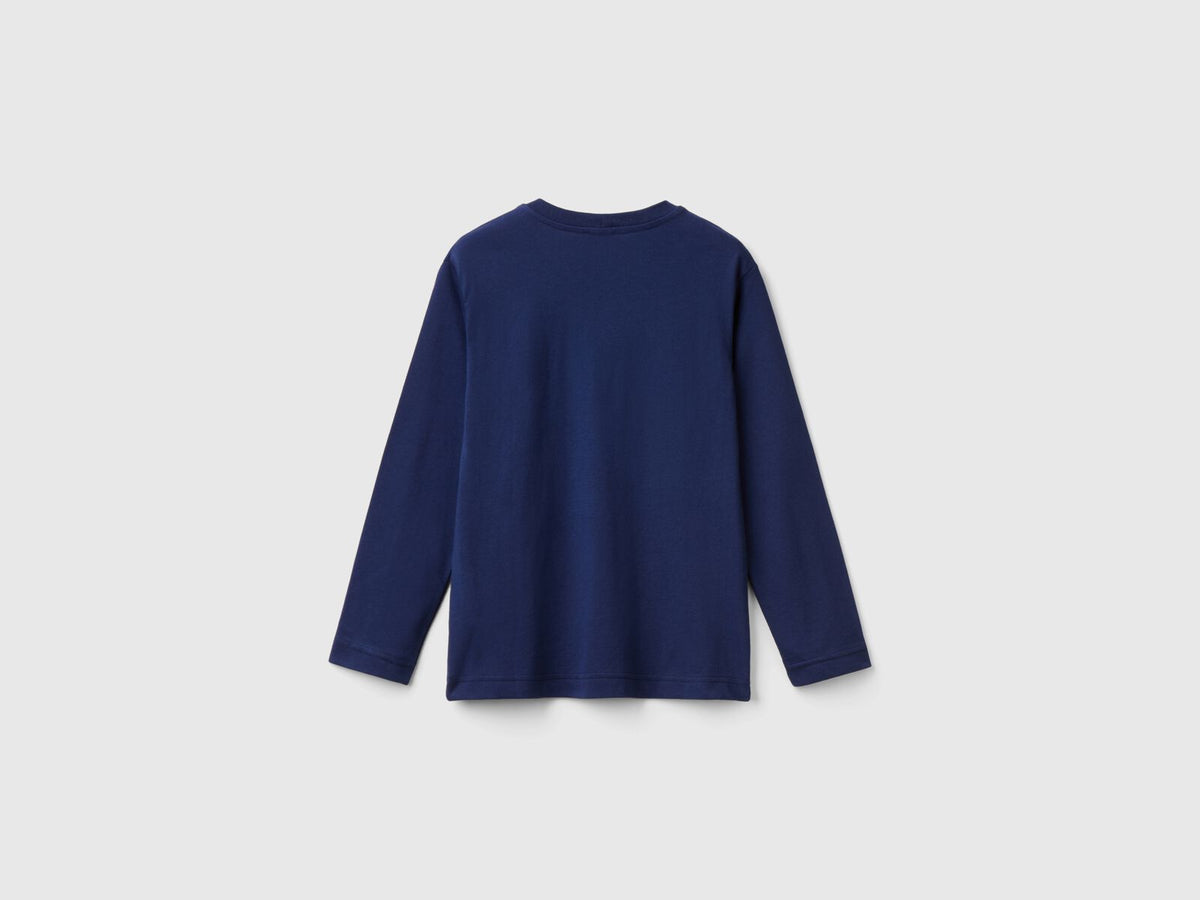 Benetton Crew Neck Printed Long Sleeve T-Shirt