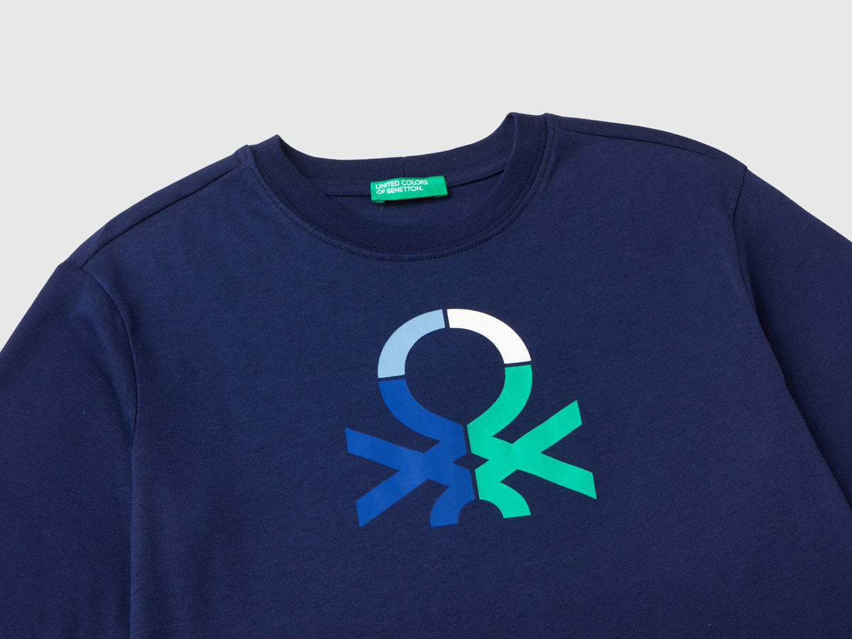 Benetton Crew Neck Printed Long Sleeve T-Shirt