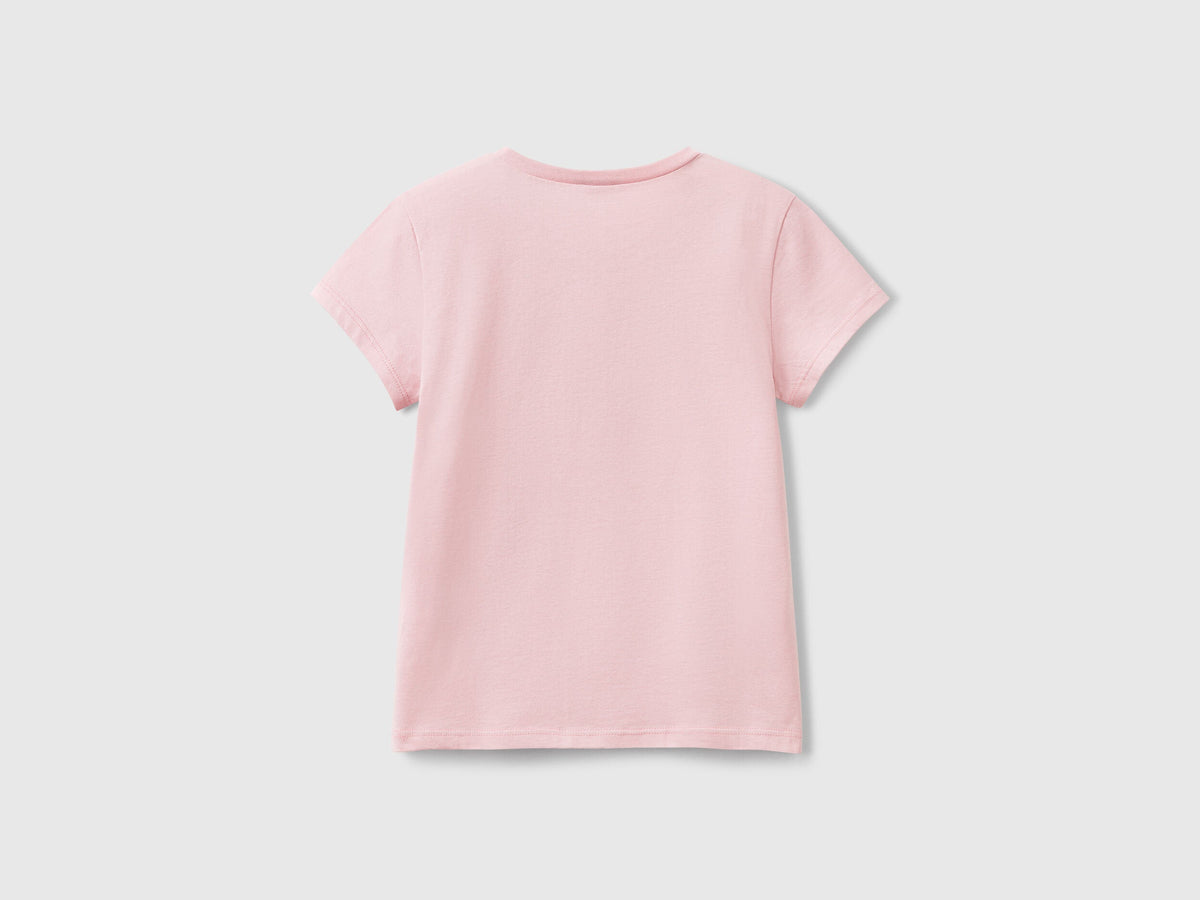 Benetton Glitter Logo Cotton T-Shirt