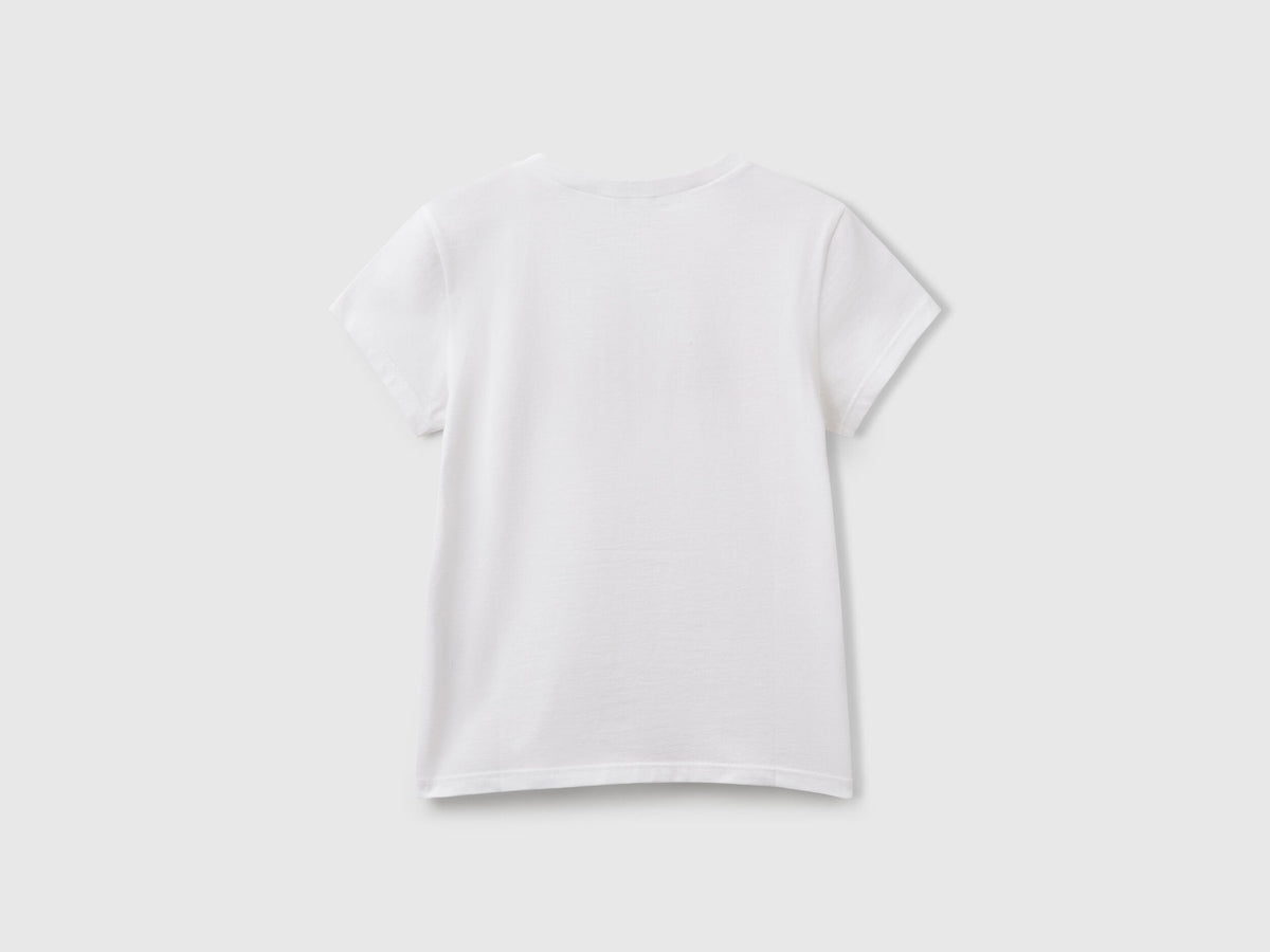 Benetton Glitter Logo Cotton T-Shirt