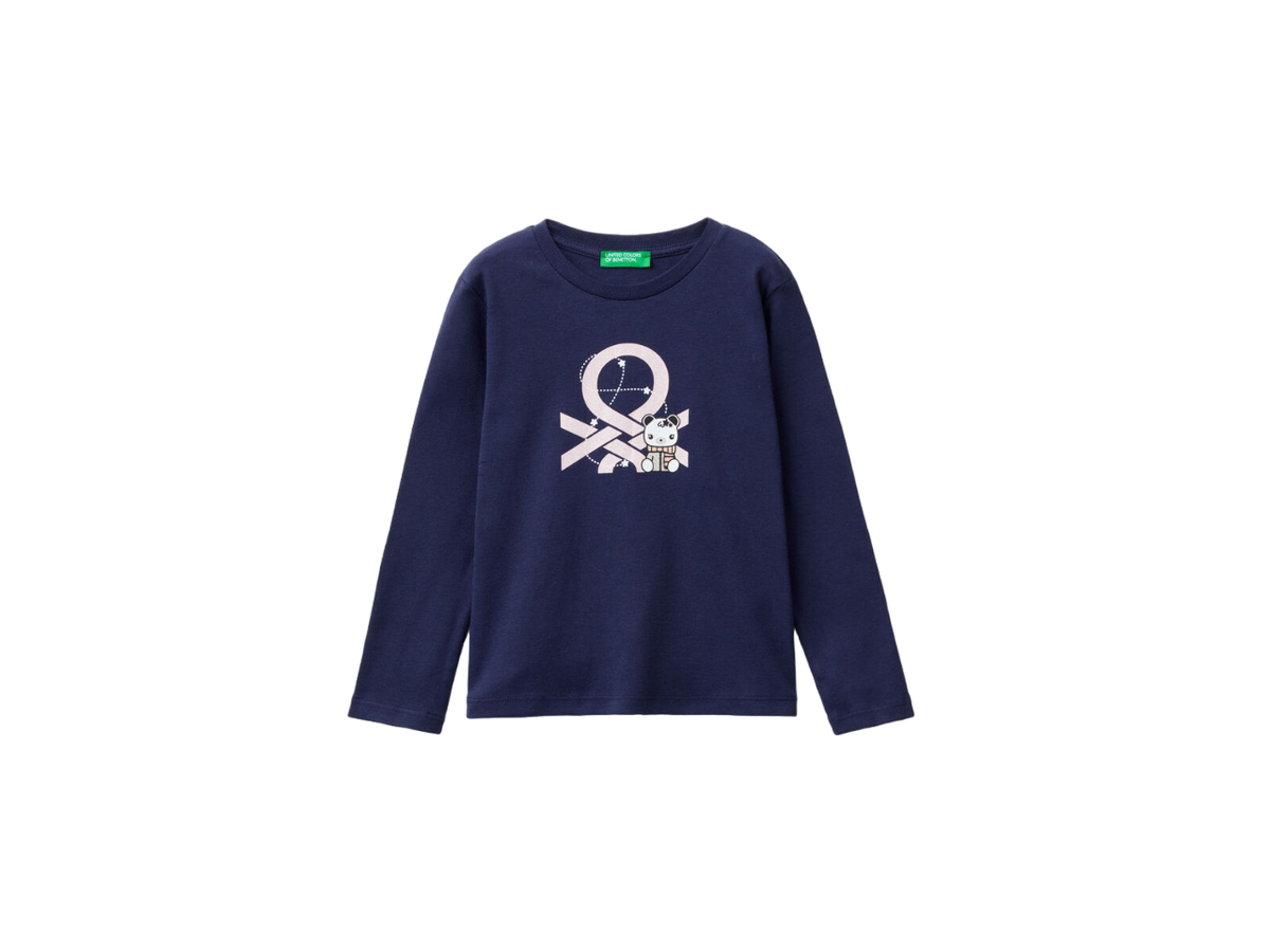 Benetton Long Sleeve Crew Neck T-Shirt