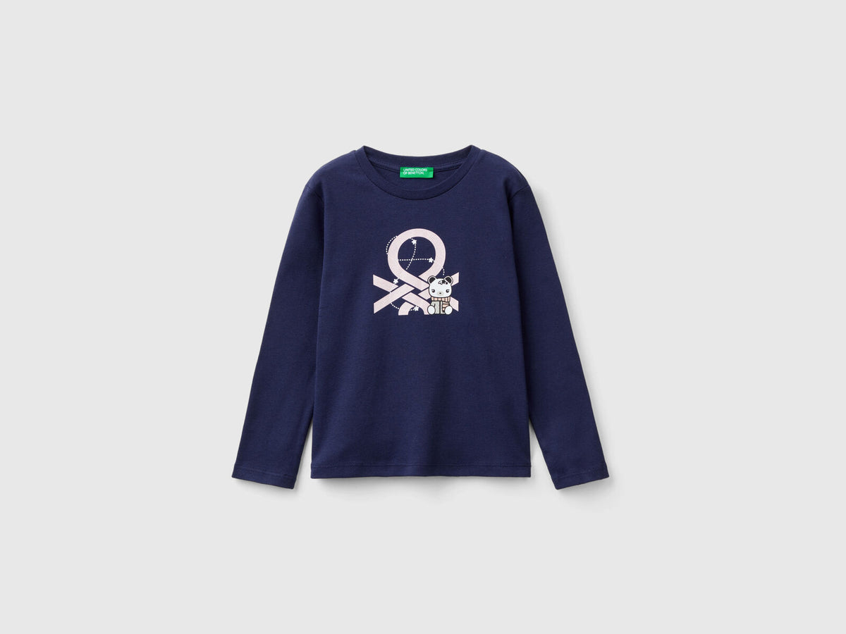 Benetton Long Sleeve Crew Neck T-Shirt
