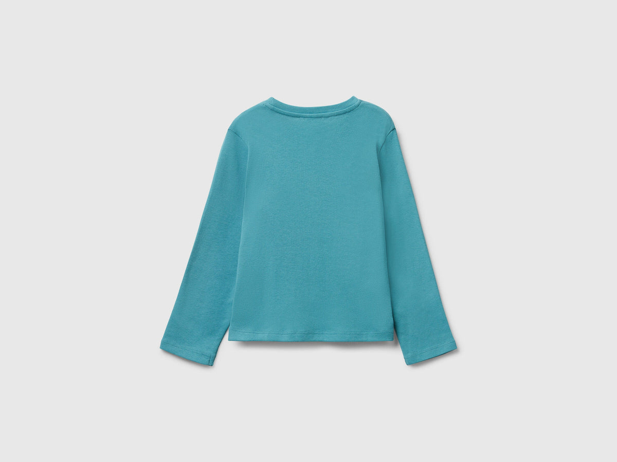 Benetton Glitter Logo Cotton T-Shirt