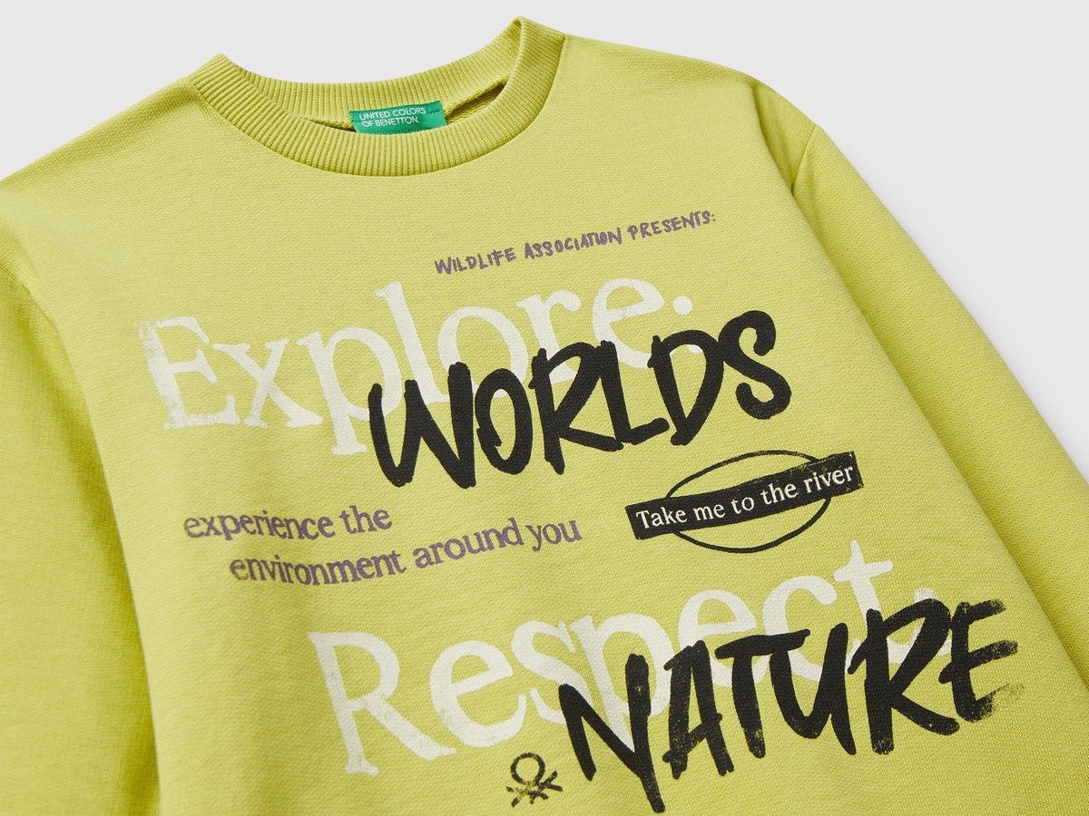 Benetton Slogan Print Sweatshirt