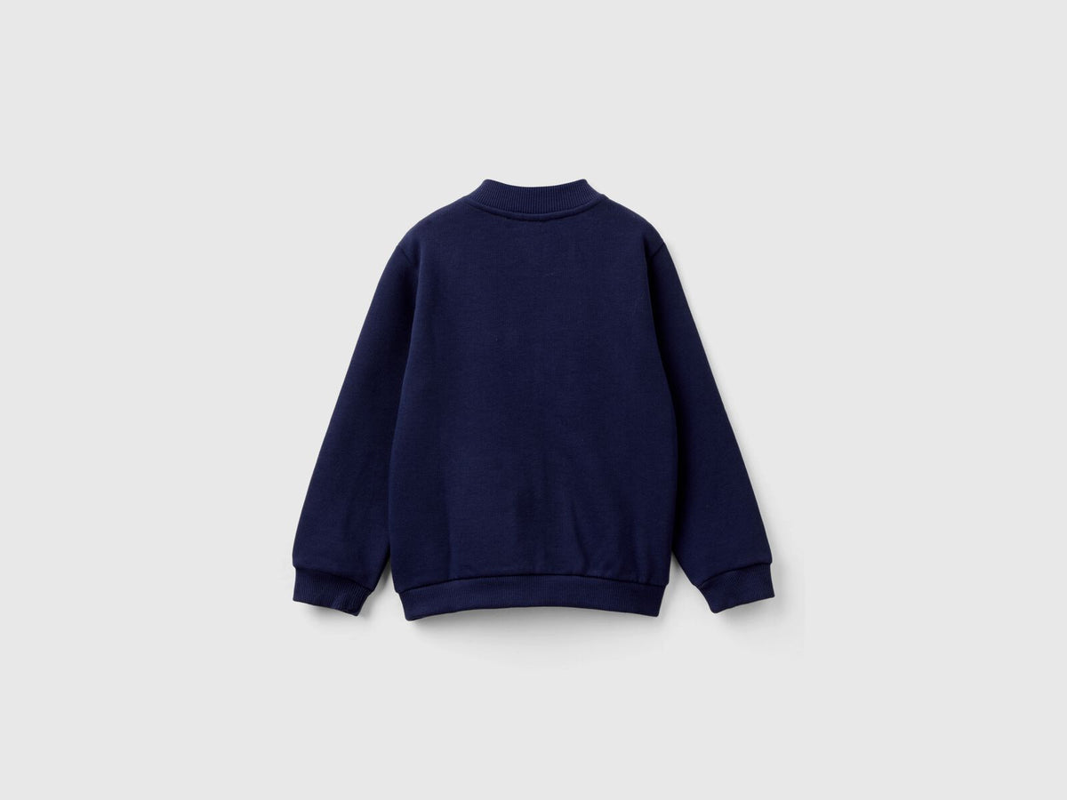 Benetton Logo Print Zip Long Sleeve Sweatshirt