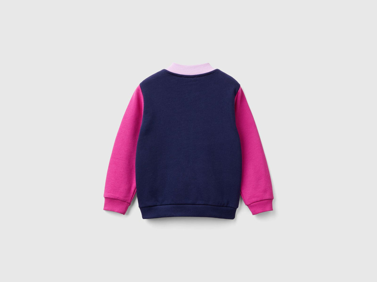 Benetton Logo Print Zip Long Sleeve Sweatshirt