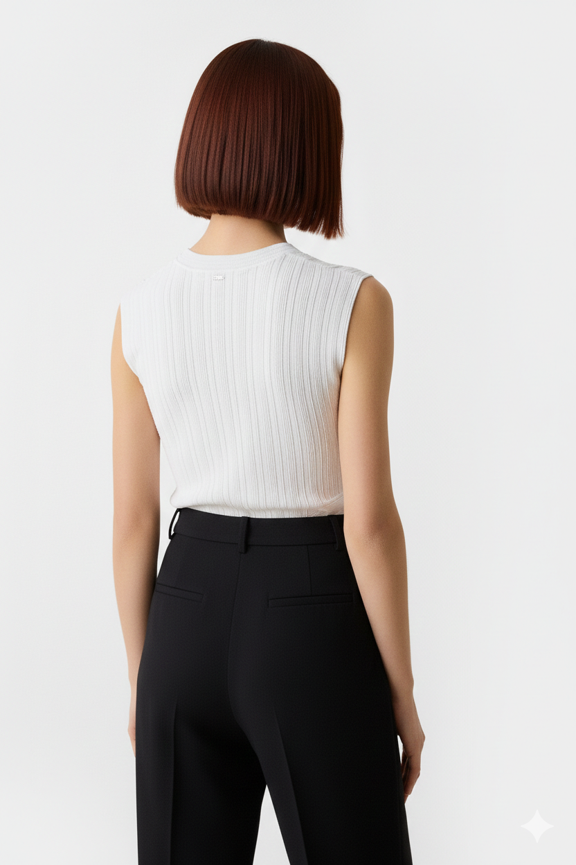 BSB Sleeveless ribbed top with rhinestones