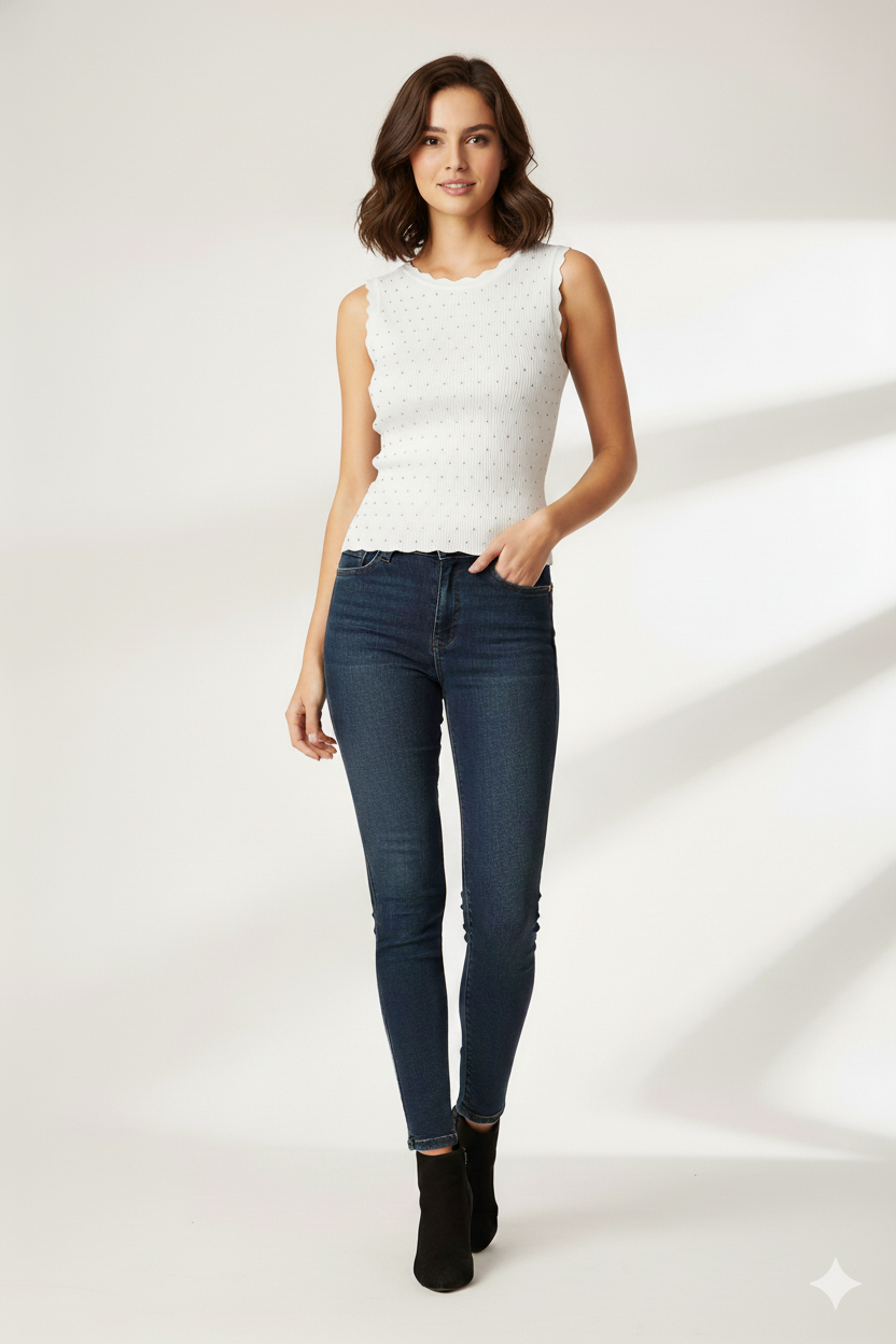 BSB Sleeveless top with round neckline