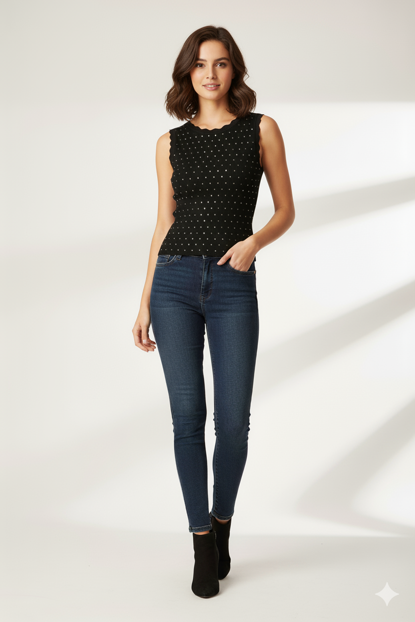 BSB Sleeveless top with round neckline