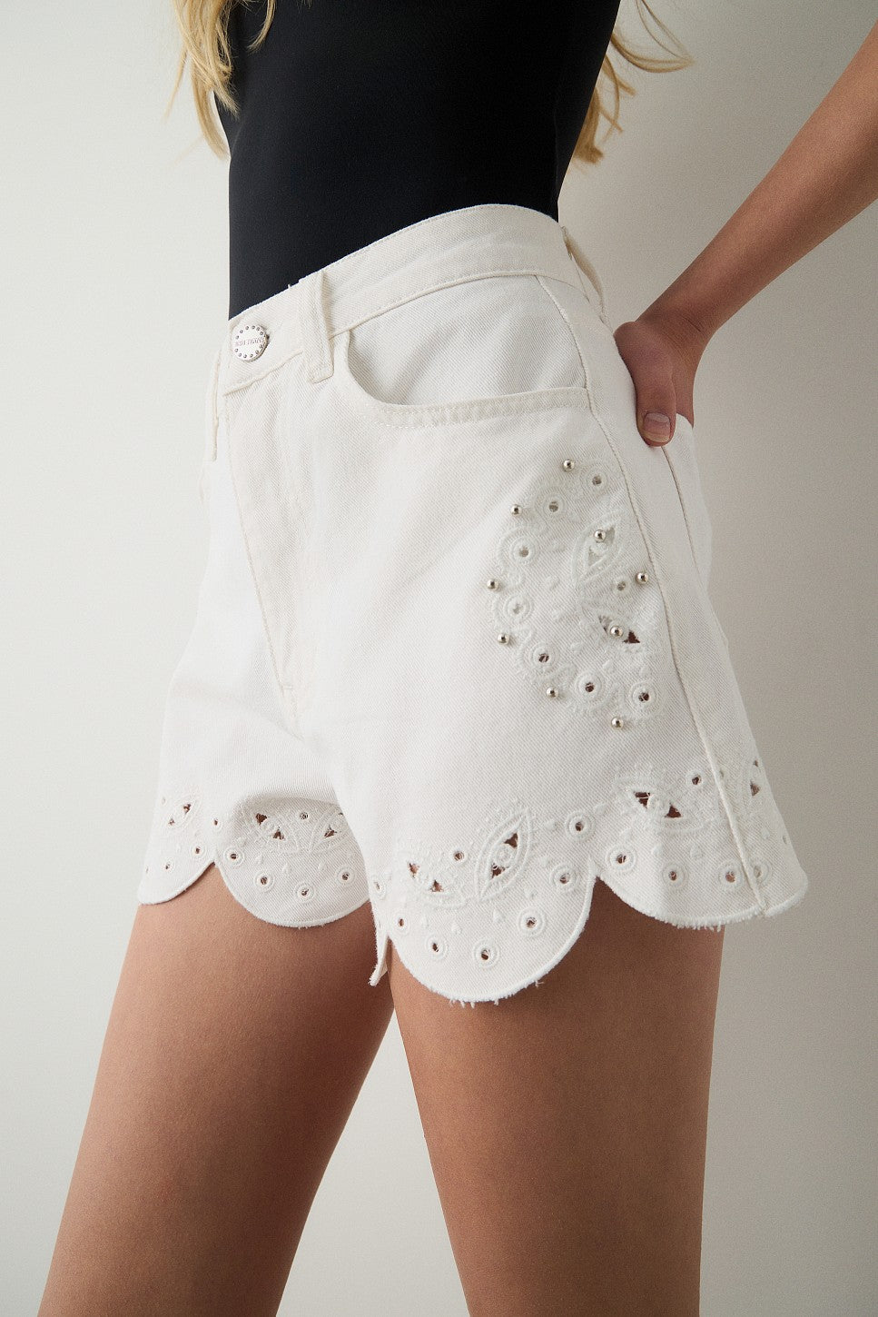BSB Maya denim embroidered shorts