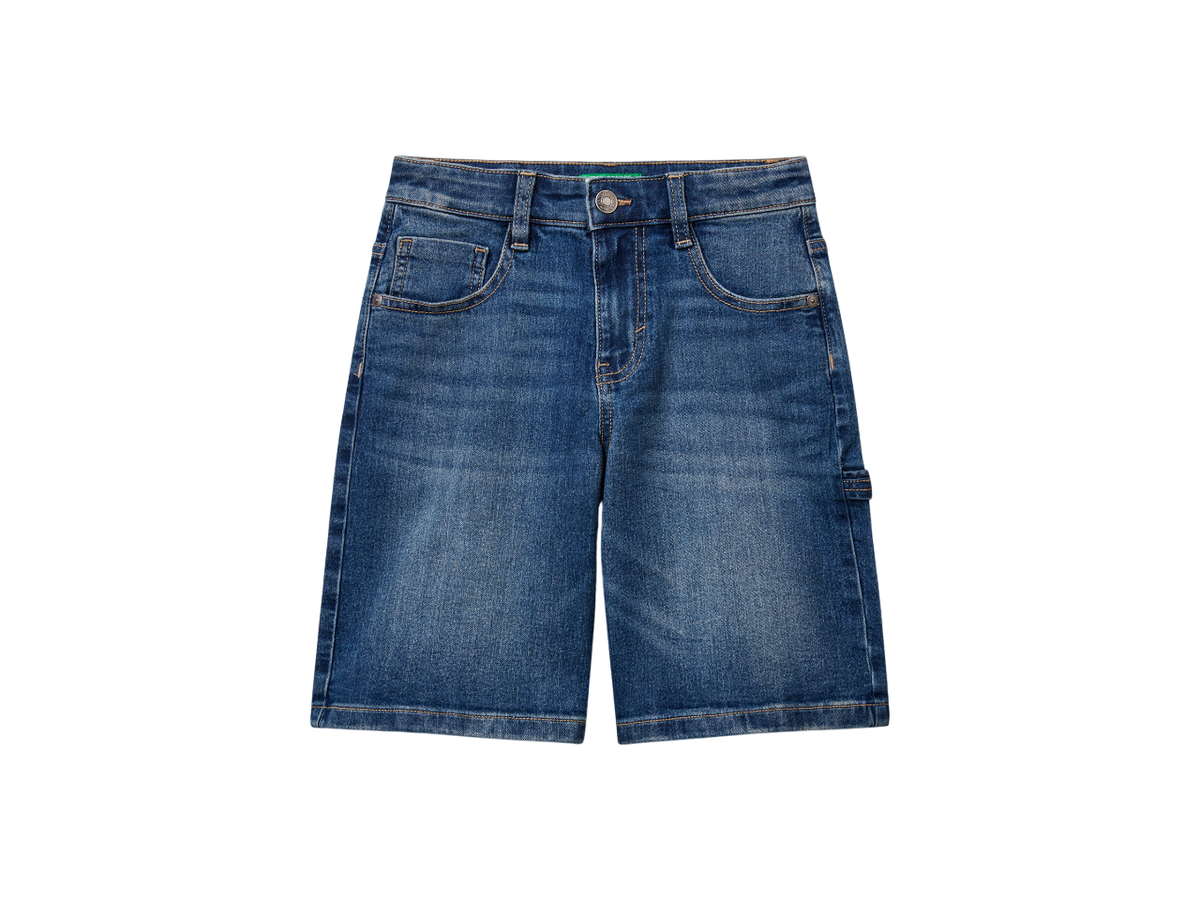 Benetton Straight Fit Denim Bermudas