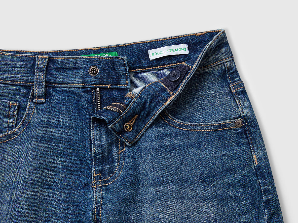 Benetton Straight Fit Denim Bermudas