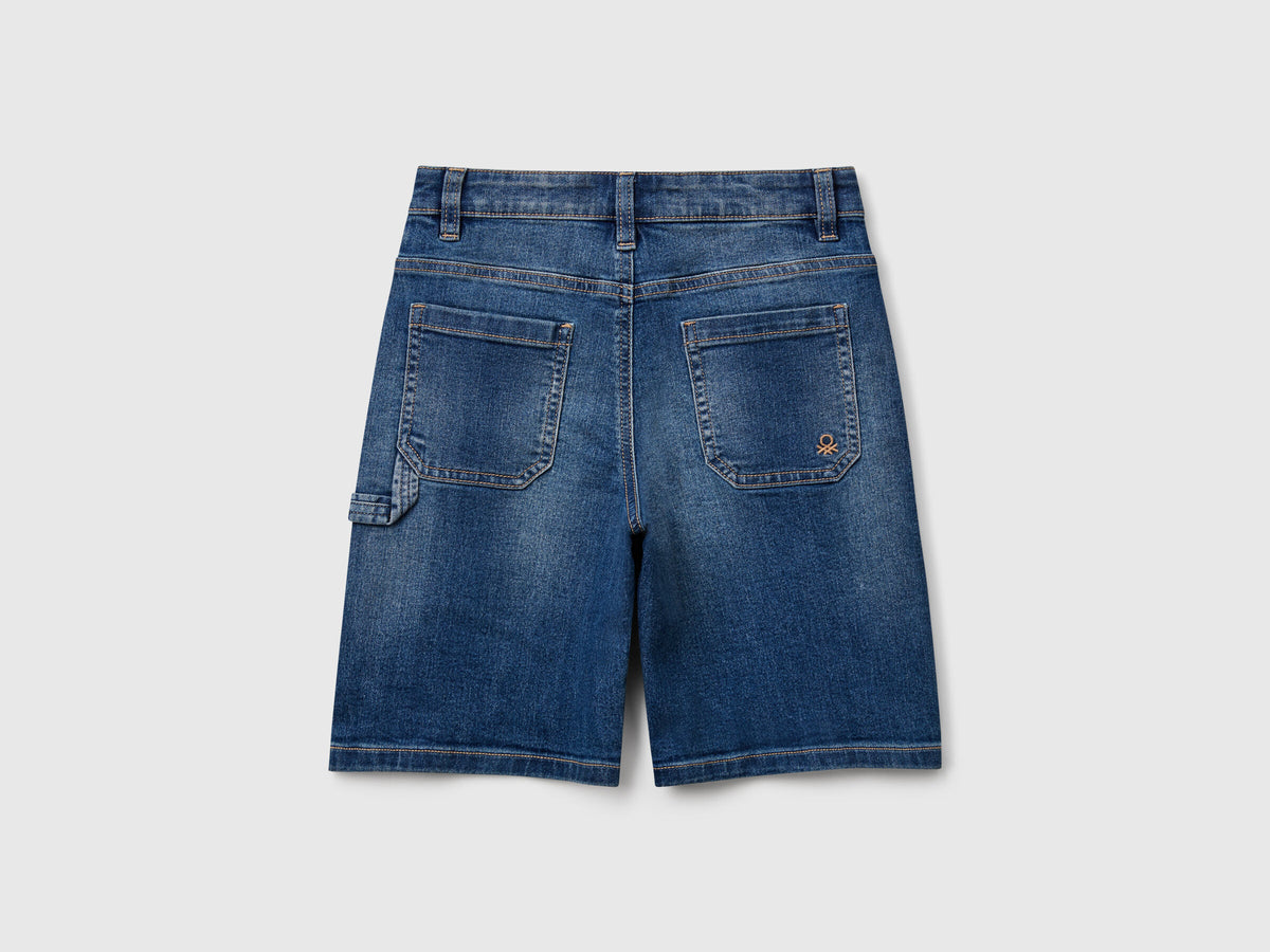 Benetton Straight Fit Denim Bermudas