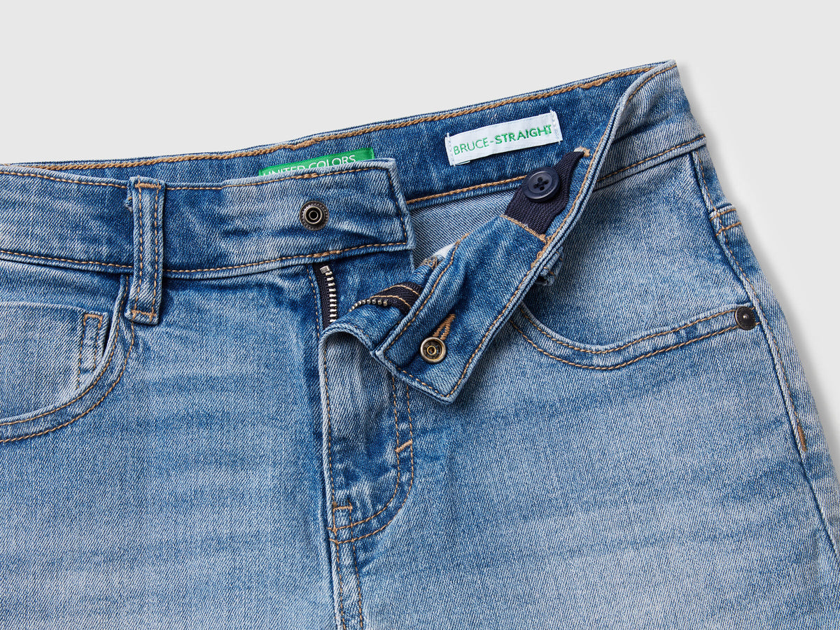 Benetton Straight Fit Denim Bermudas