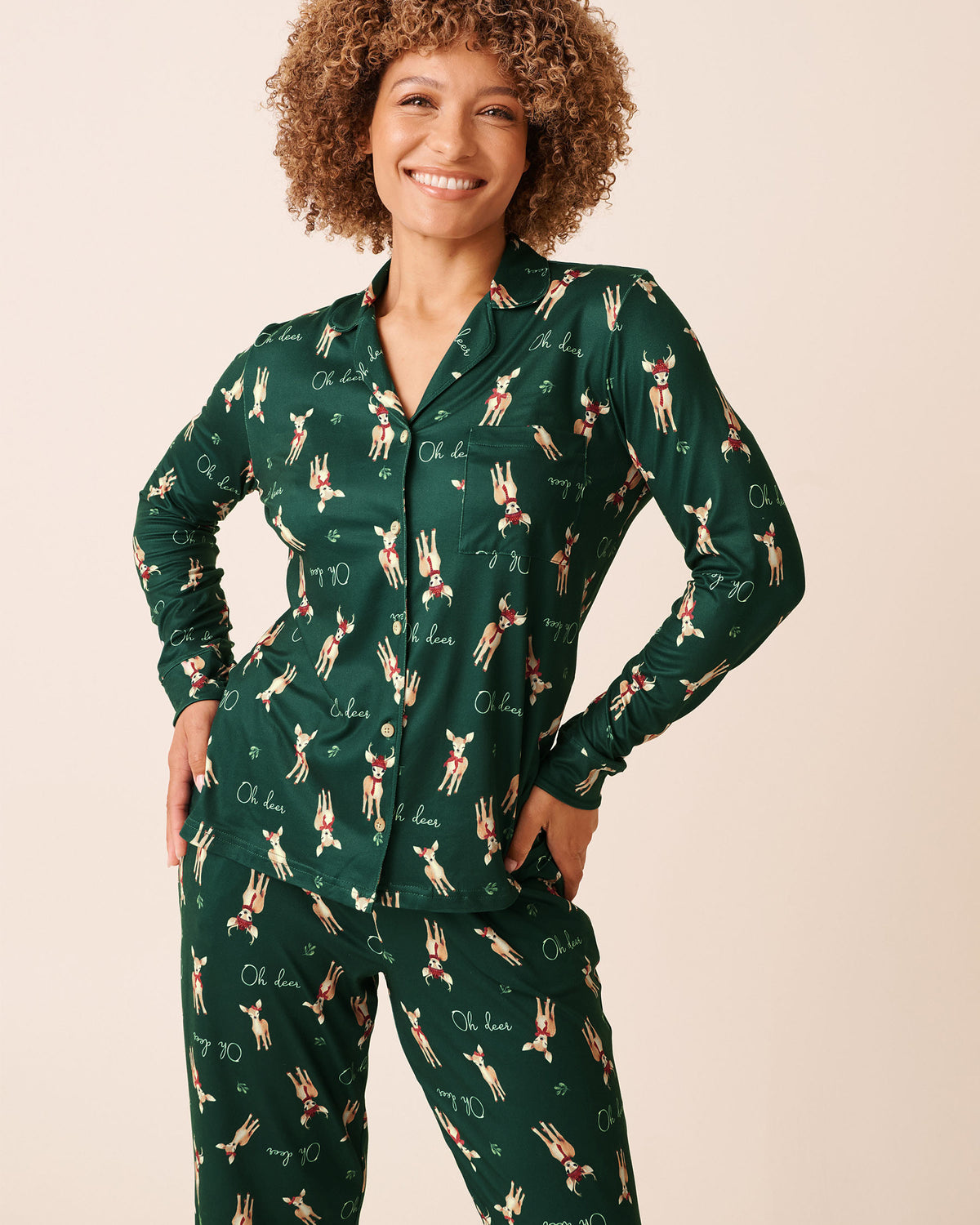La Vie En Rose Deer Print Super Soft Button-down Shirt