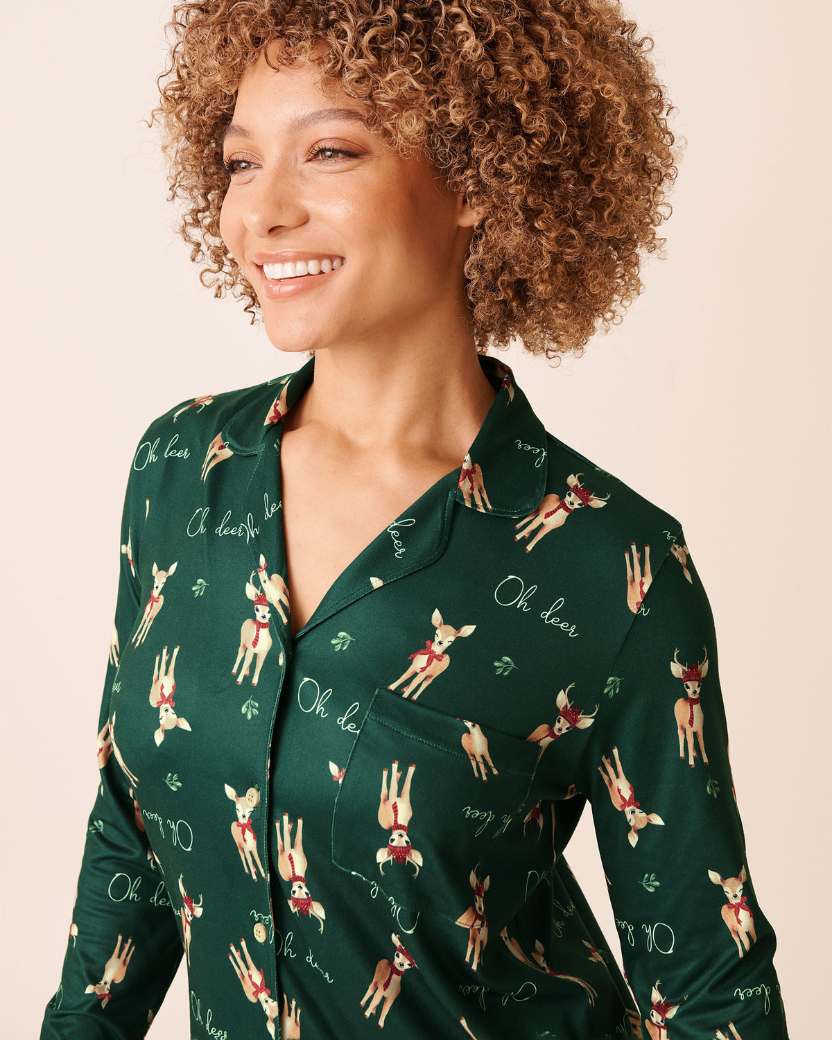La Vie En Rose Deer Print Super Soft Button-down Shirt