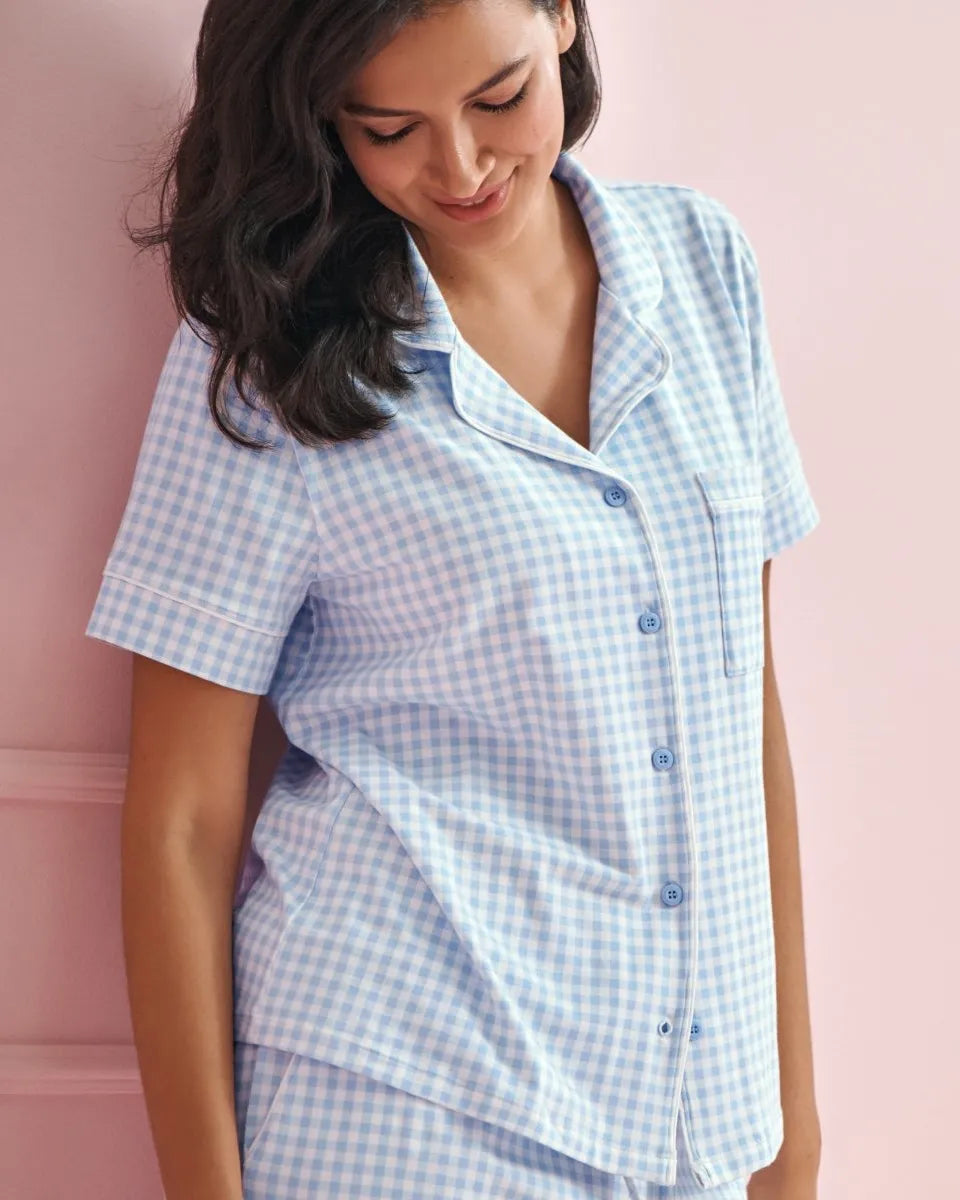 La vie en Rose Cotton Short Sleeve Button-down Shirt