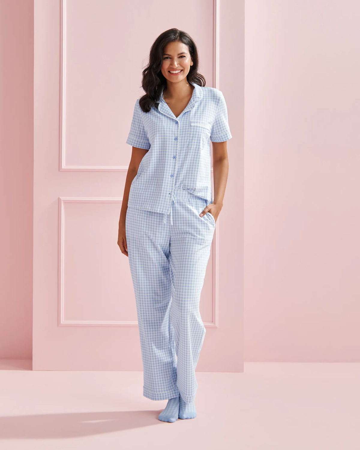 La vie en Rose Cotton Short Sleeve Button-down Shirt