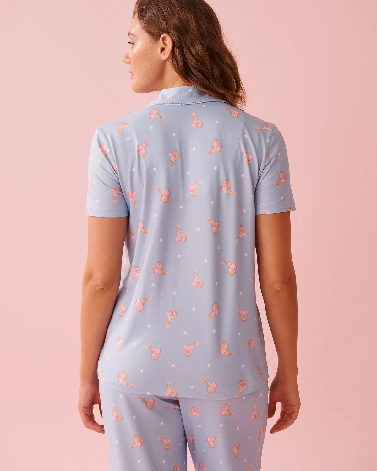 La vie en Rose Bunny Print Super Soft Button-down Shirt