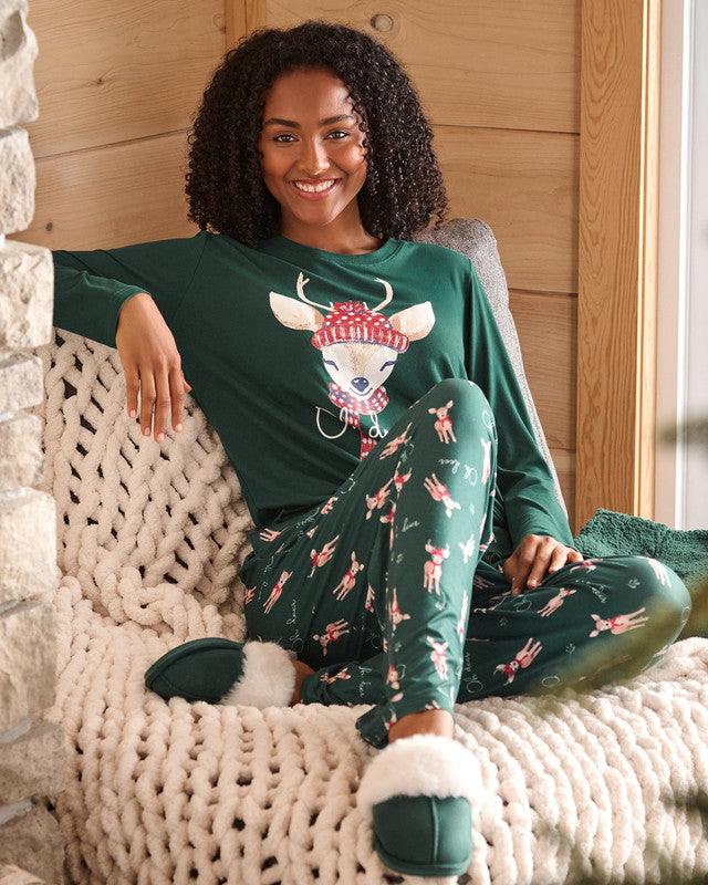 La Vie En Rose Deer Print Super Soft Pajama Pants