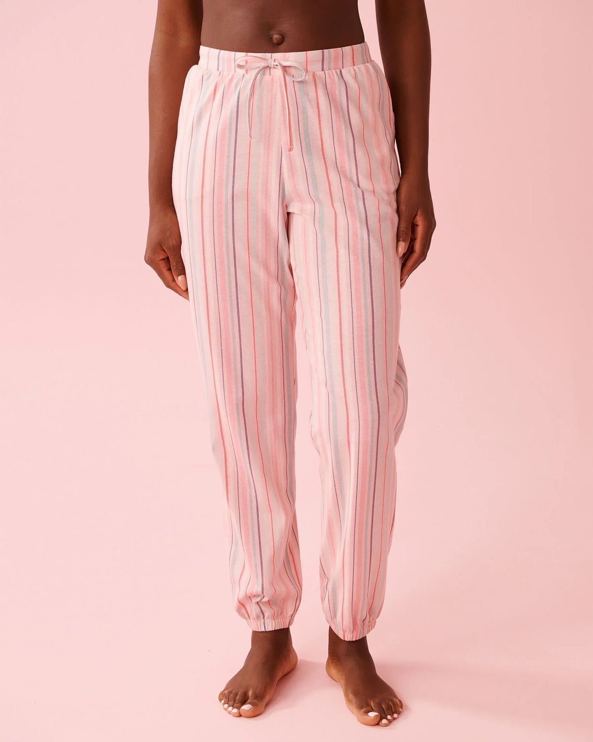 La vie en Rose Pink Stripe Cotton Jogger Pajama Pants