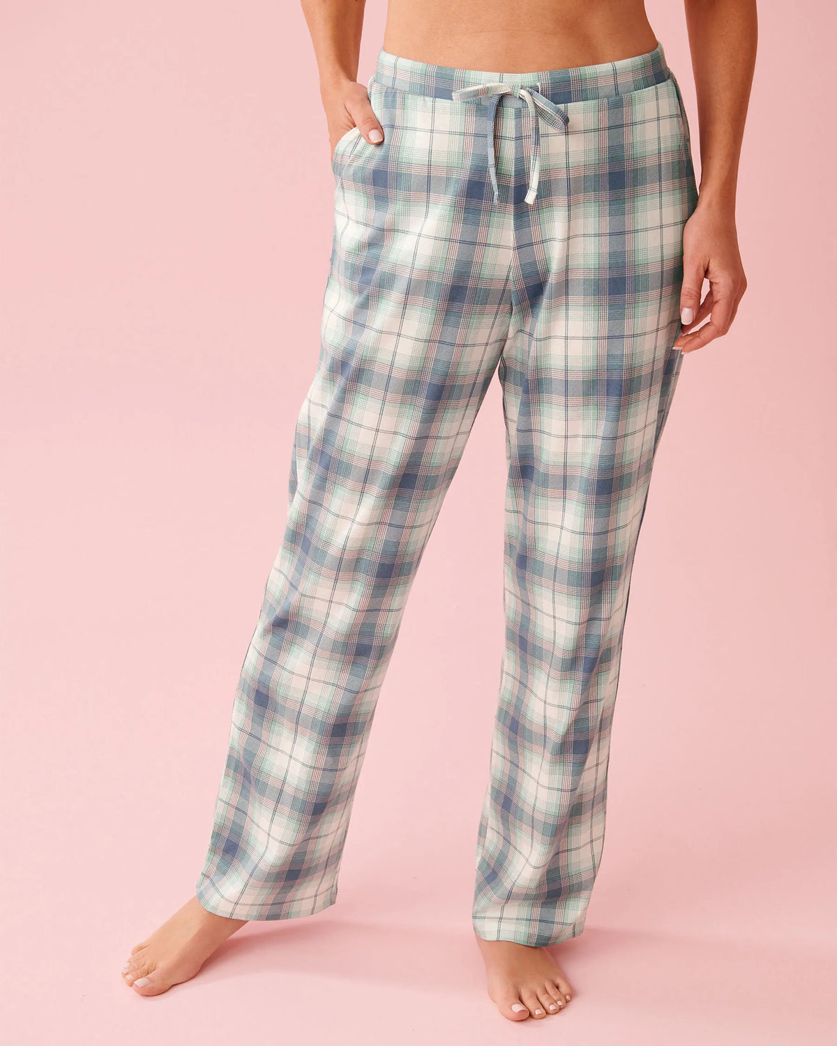 La vie en Rose Blue Plaid Cotton Pajama Pants