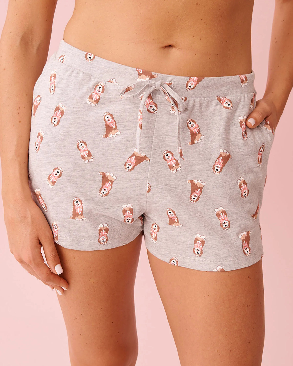 La vie en Rose Dog Print Cotton Pajama Shorts