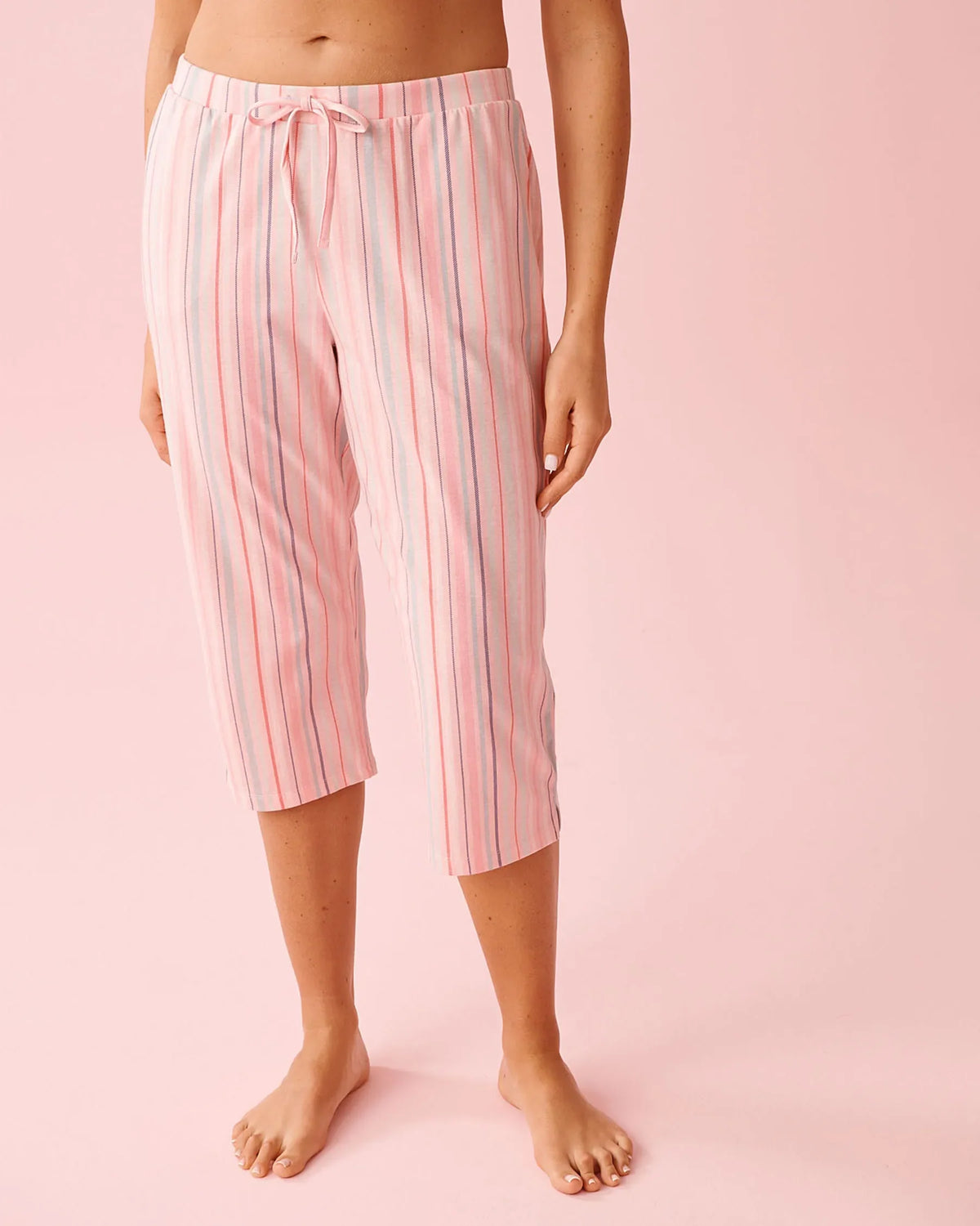 La vie en Rose Pink Stripe Cotton Capris