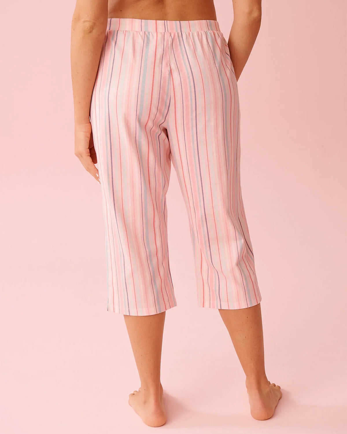 La vie en Rose Pink Stripe Cotton Capris