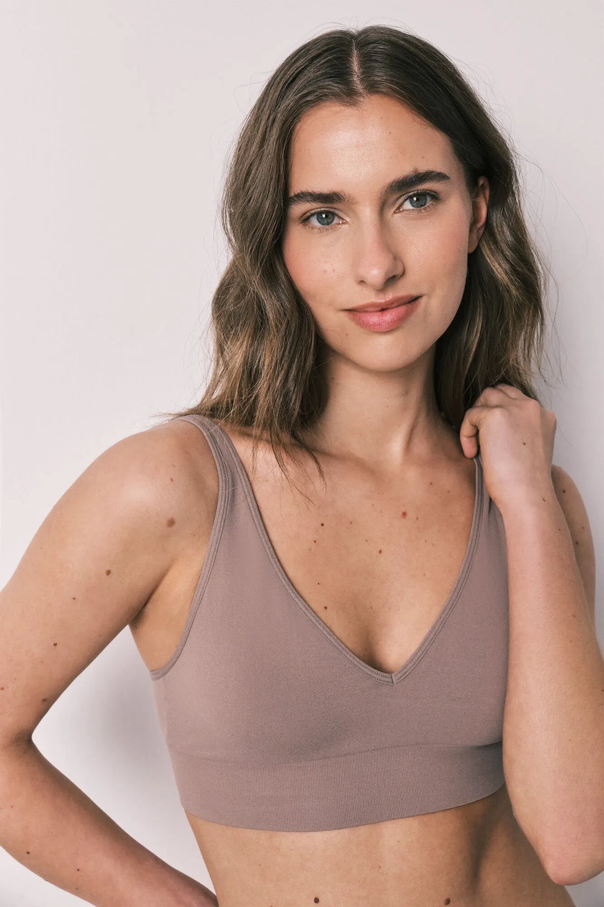 Women Secret Brown Seamless Triangle Top Natural