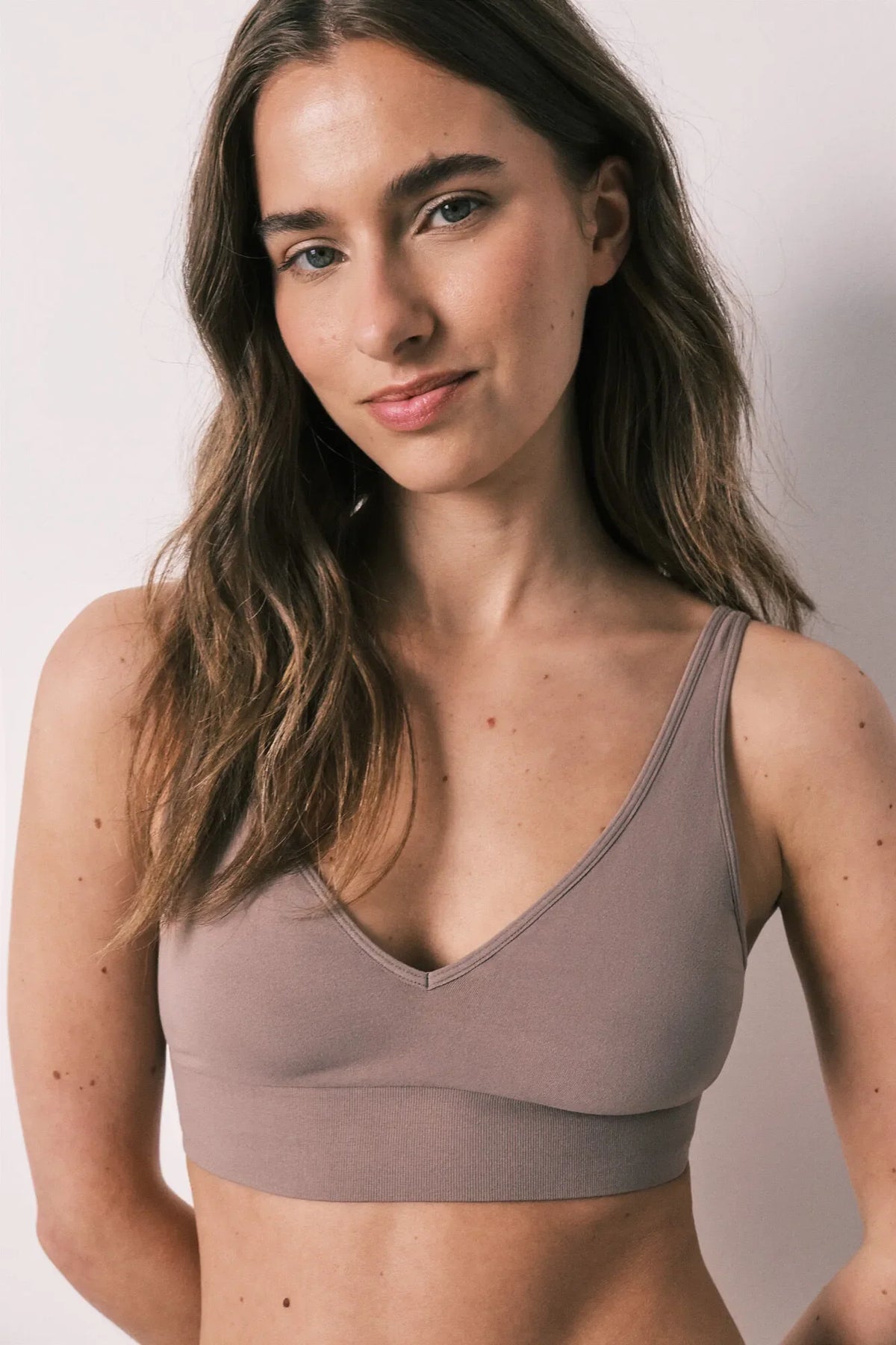 Women Secret Brown Seamless Triangle Top Natural