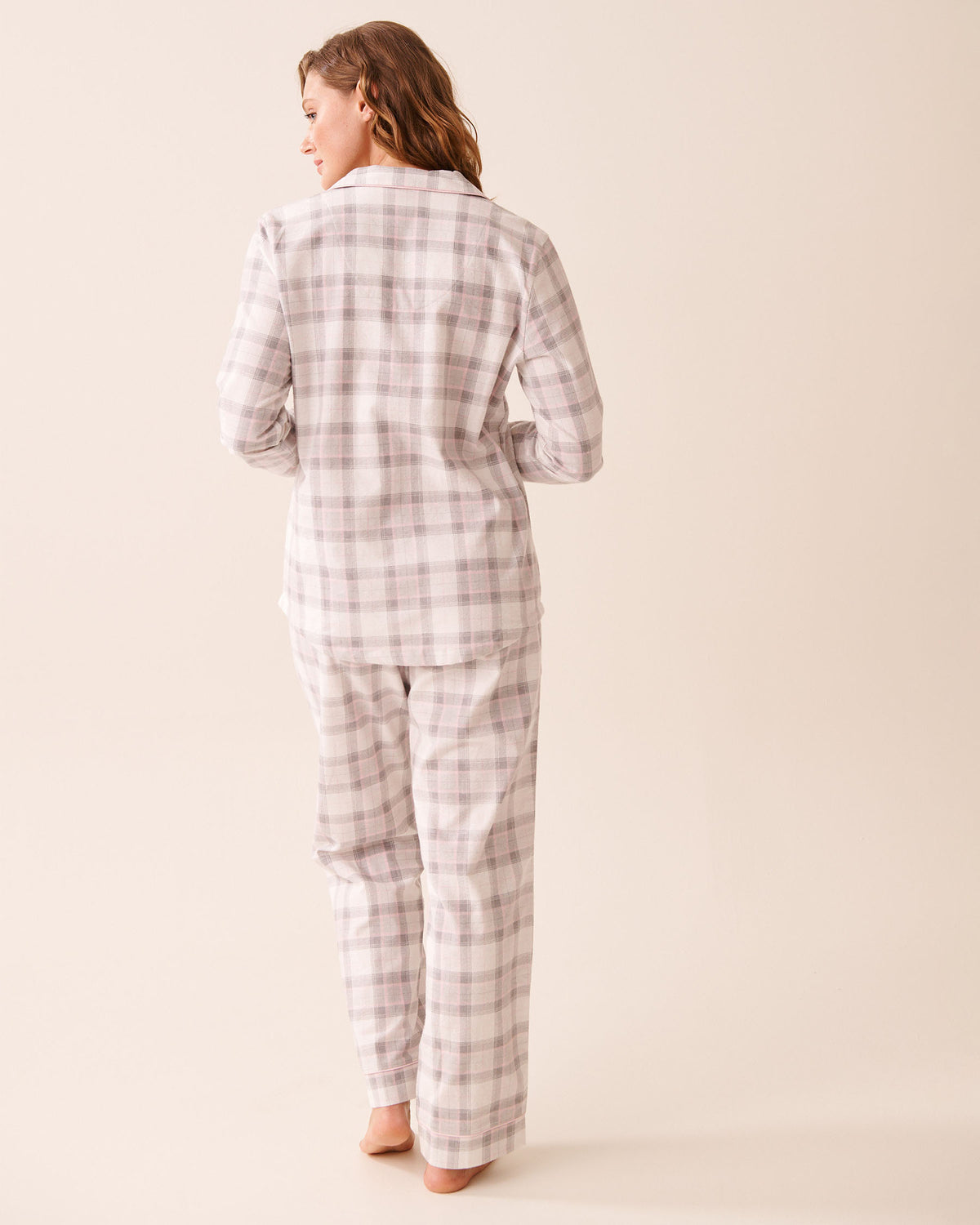 La Vie En Rose Grey Plaid Flannel PJ Set