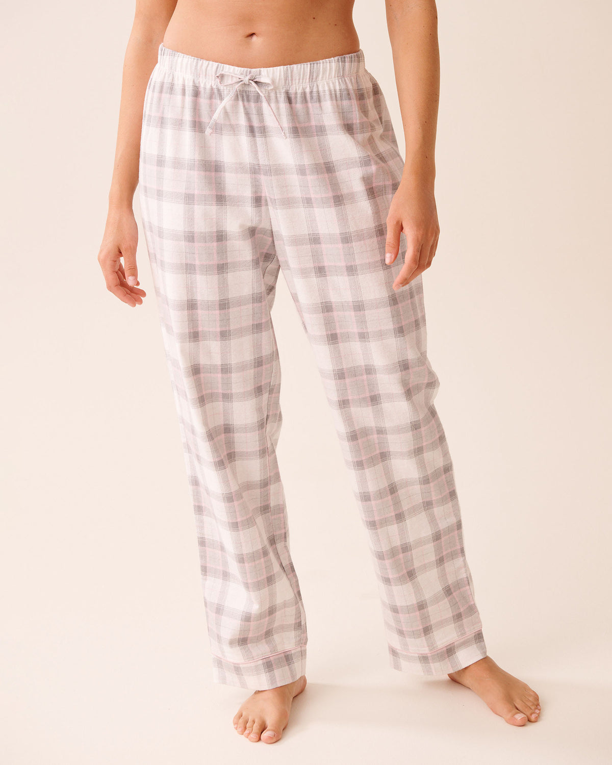 La Vie En Rose Grey Plaid Flannel PJ Set