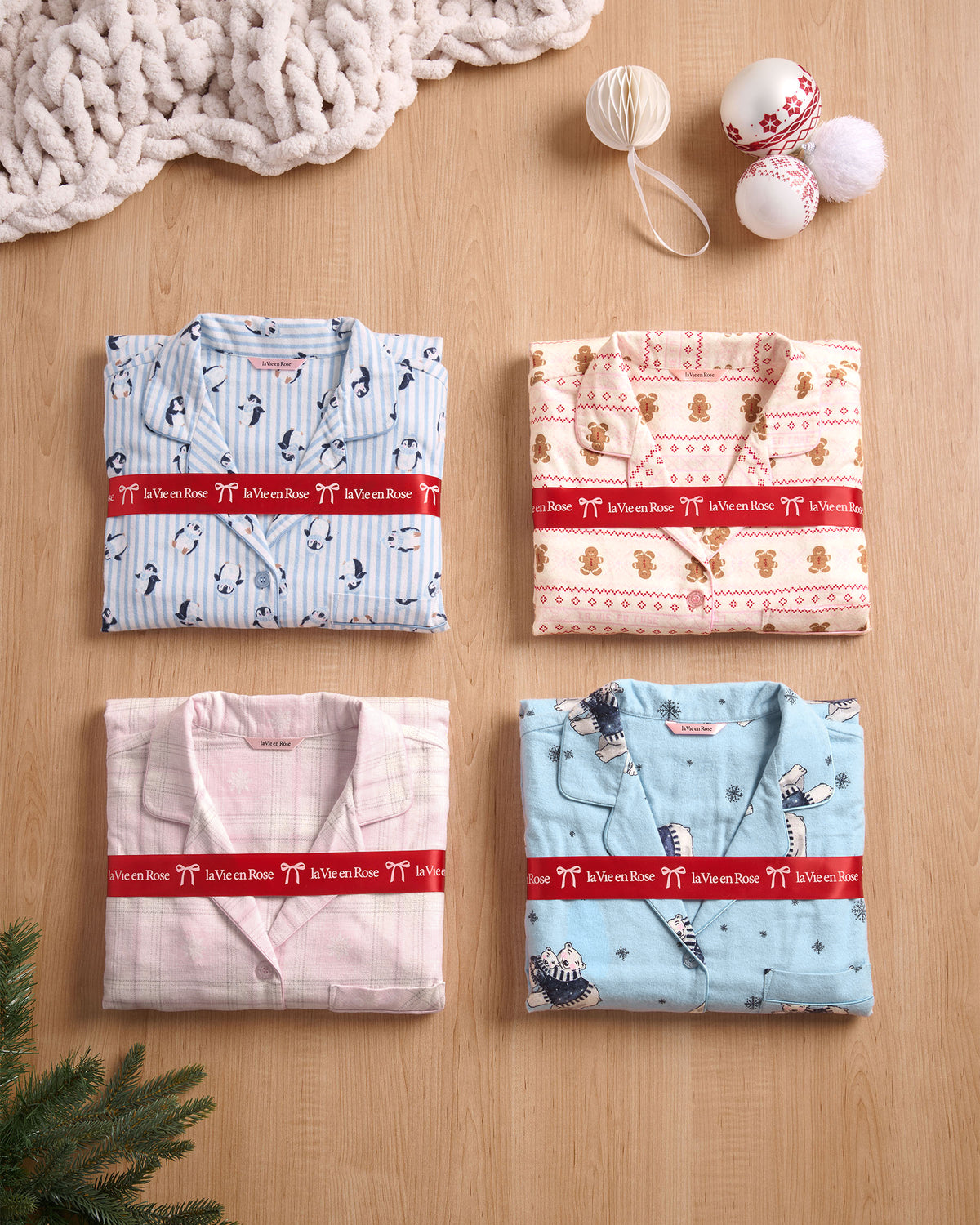 La Vie En Rose Grey Plaid Flannel PJ Set