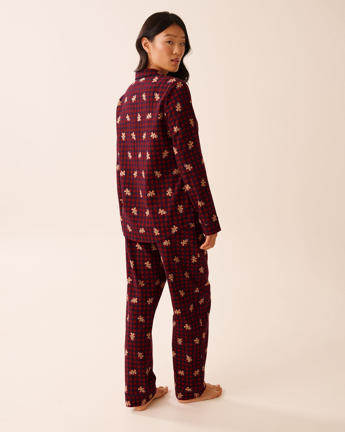 La Vie En Rose Gingerbread Print Flannel PJ Set