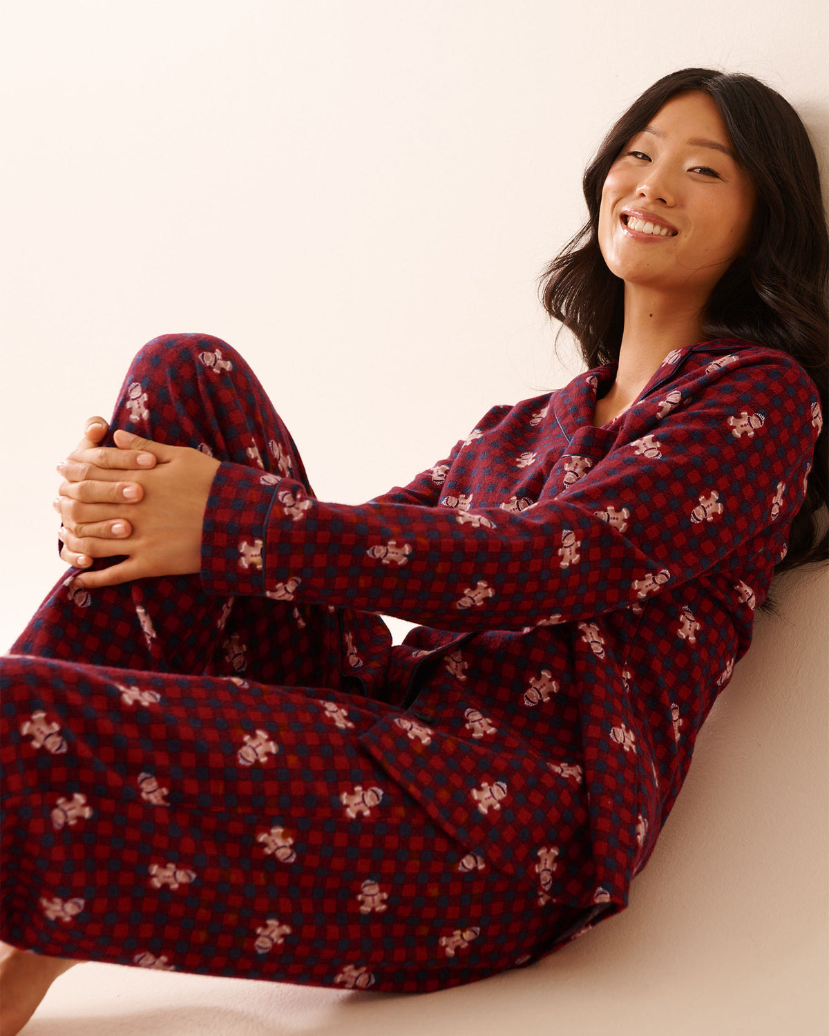 La Vie En Rose Gingerbread Print Flannel PJ Set