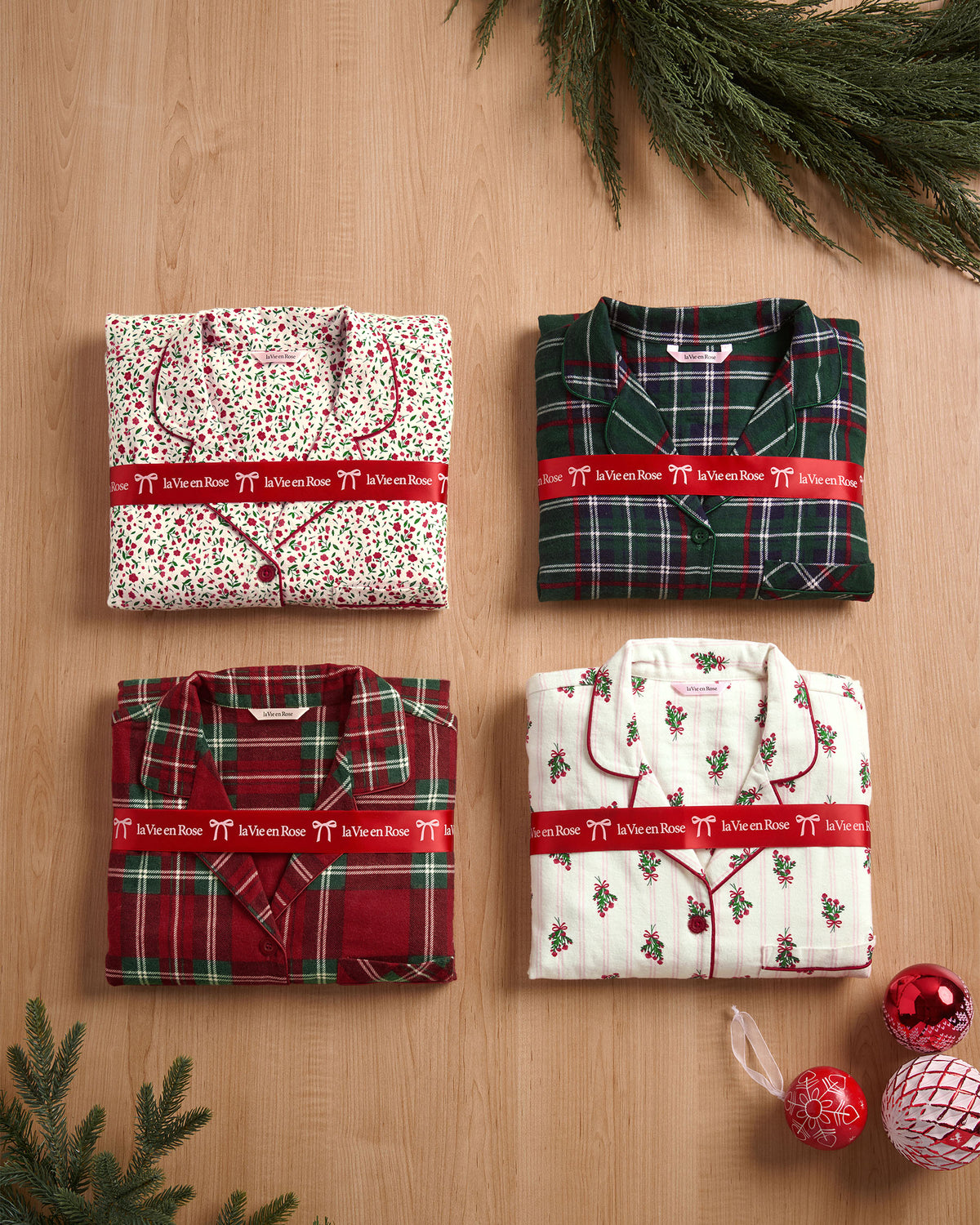 La Vie En Rose Gingerbread Print Flannel PJ Set