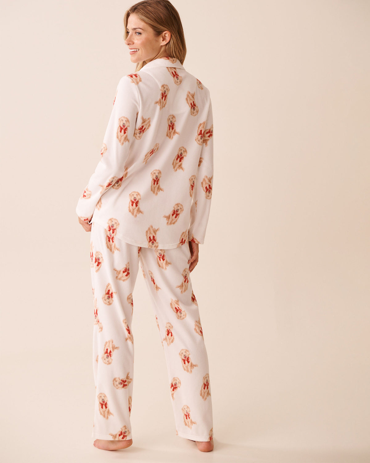La Vie En Rose Dog Print Micropolar PJ Set